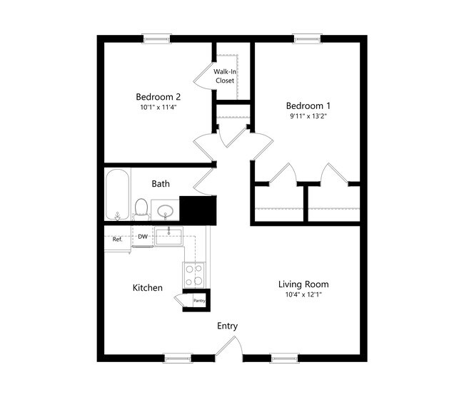 2 Beds • 1 Bath 218 floor plan
